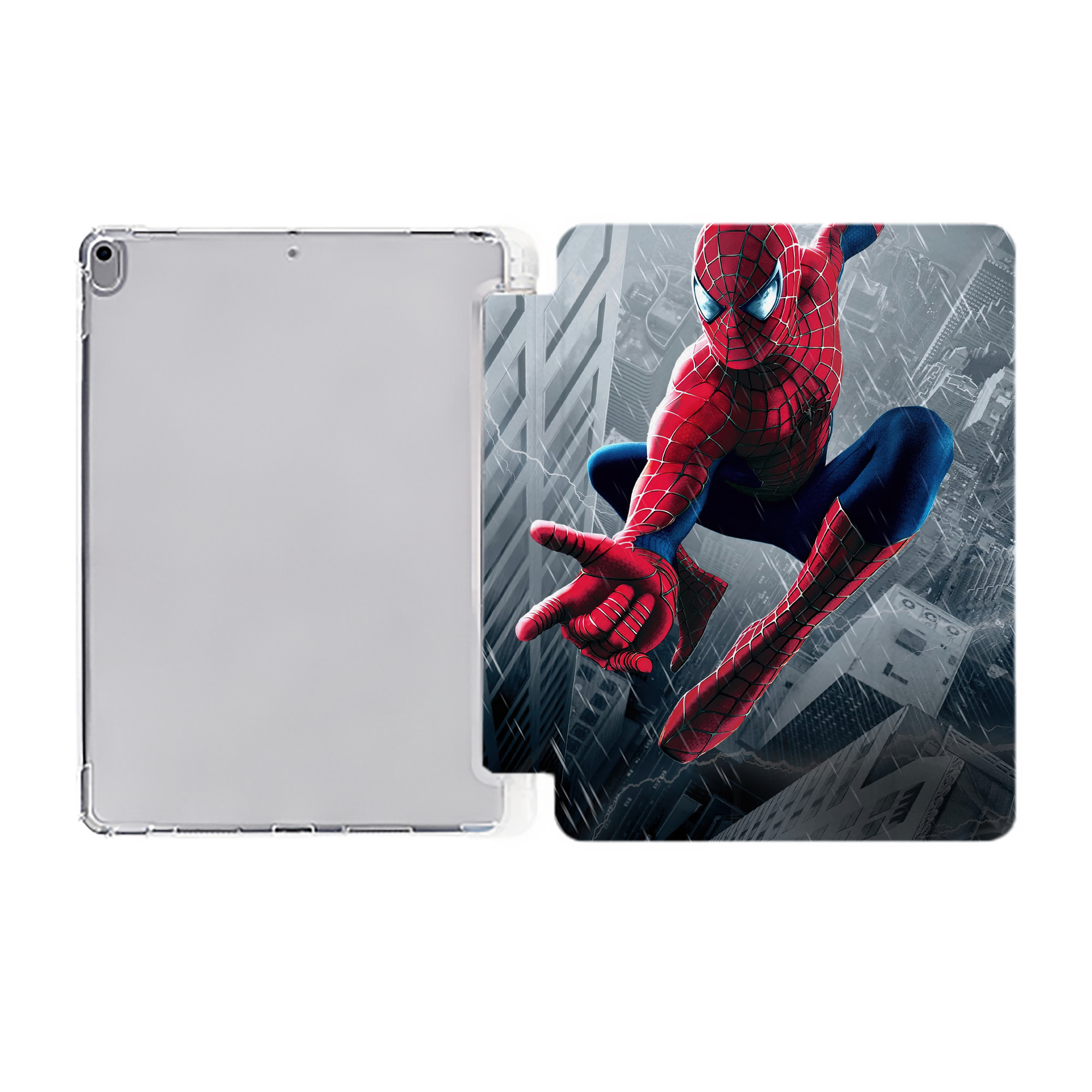 （画像用） Spider Man スパイダーマン IPad ケース ペン収納付き 三つ折りスタンド PUレザー×シリコン 対応機種9.5/10.5/10.9インチ